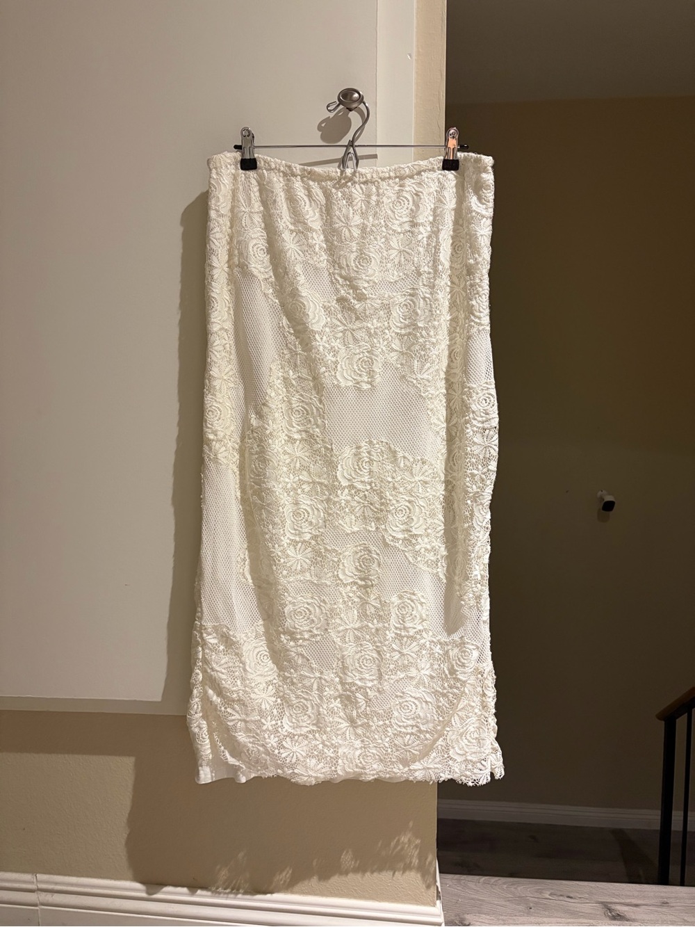 Free People white Lace maxi Skirt, fully lined